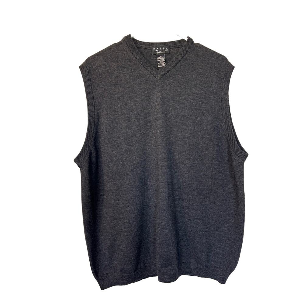 Valda by Toscano Men's Merino Wool V-Neck Knit Sweater Vest Pullover Gray SZ XL